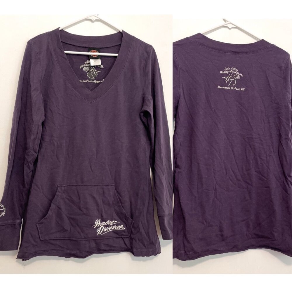 HARLEY-DAVIDSON HARLEY Purple Double Sided Embroidered Logo Pullover Sweatshirt